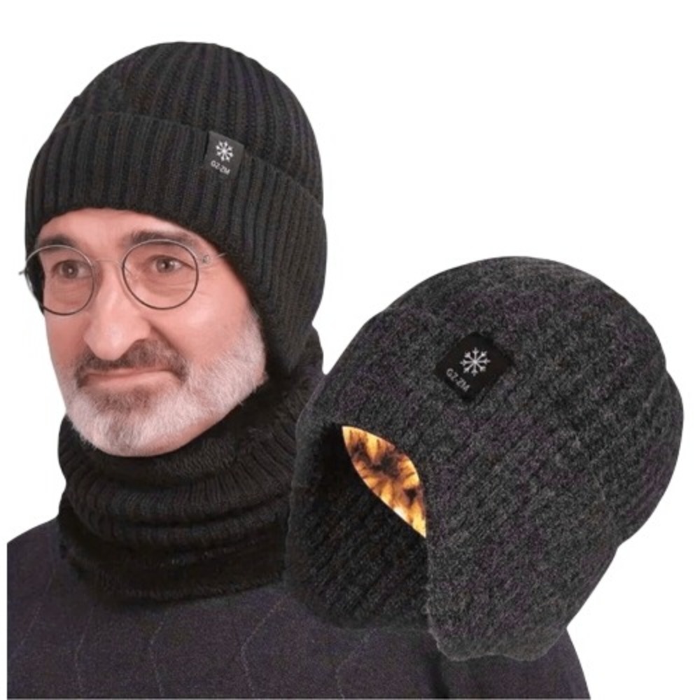 Winter Fleece Lined Blue Beanie Hat Super Warm Ear Muffs Skull Cap Outdoors NEW - Picture 2 of 5
